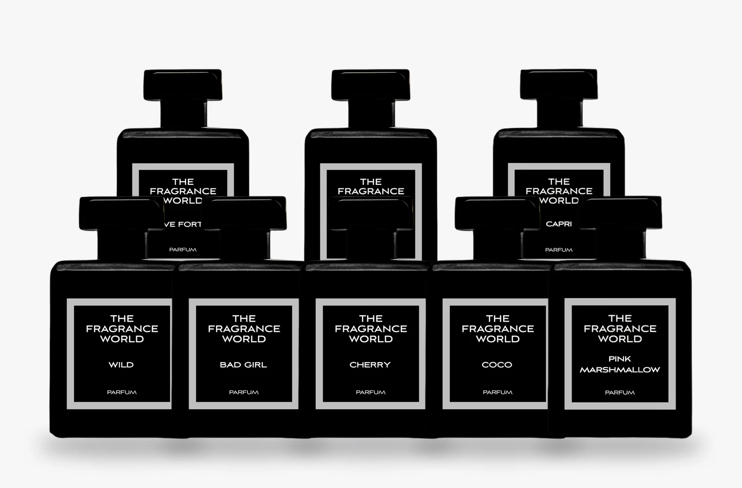 Eight The Fragrance World 50ml parfum bottles