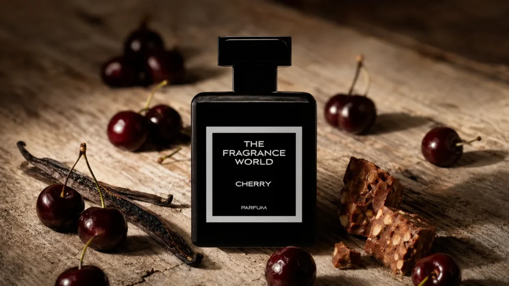 TFW Cherry bottle with sour cherries, vanilla pod and broken praline
