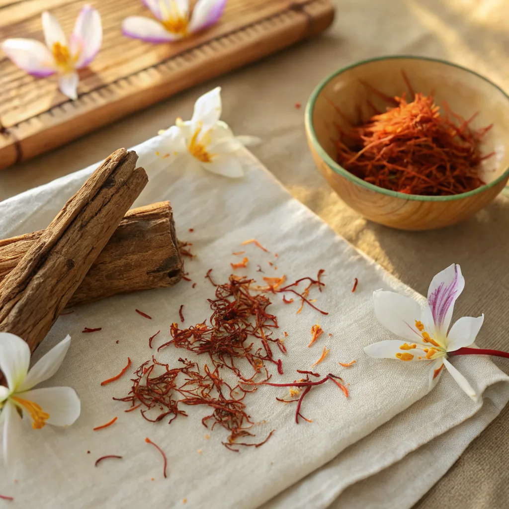 Baccarat Rouge 540 family notes — saffron threads, jasmine, cedar bark on parchment linen
