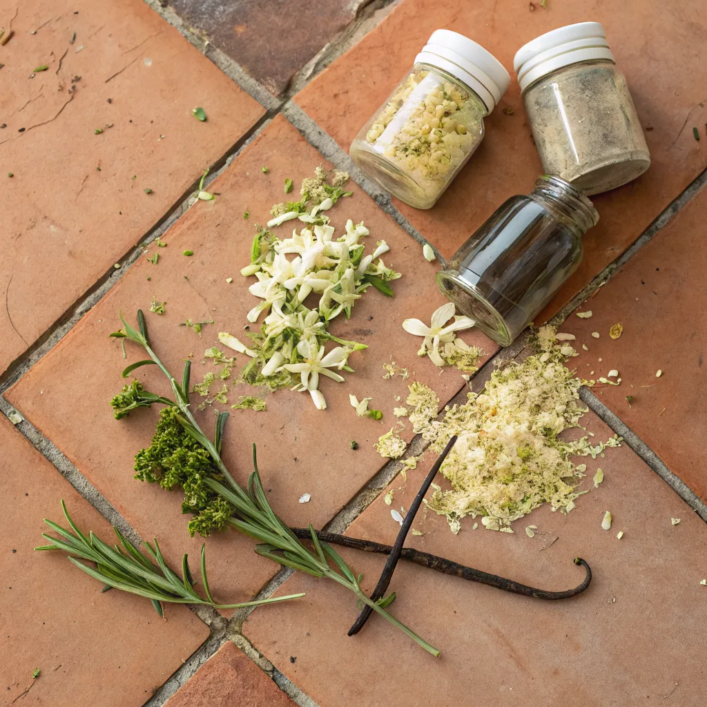 Xerjoff Erba Pura notes pyramid — Calabrian bergamot, jasmine, vanilla on weathered terracotta
