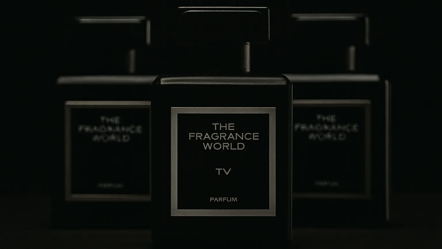 Six Fragrance World matte black bottles — World Cup 2026 line-up